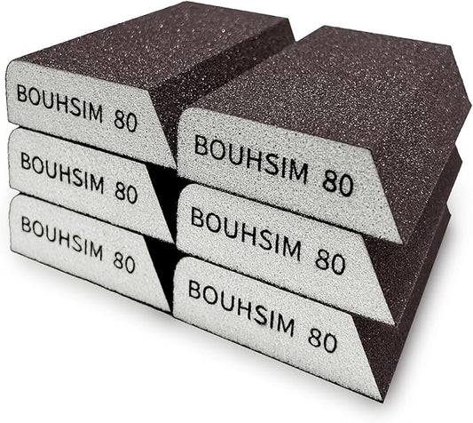 Sanding Sponge,Washable and Reusable Handmade Sandpaper Block竊똙ersatile Sanding Blocks for Wood, Drywall & Metal竊똕andpaper Blocks Pads Perfect for Smooth finishes (6 Pack 80 grit)