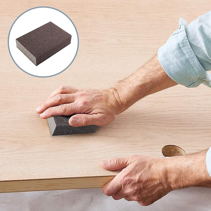 120 Grit Fine Sanding Block - 12Pcs, Wet Dry Sanding Sponge Foam Sandpaper Block Washable & Reusable Sandpaper Sponge for Drywall Wood Plastic Metal Furniture