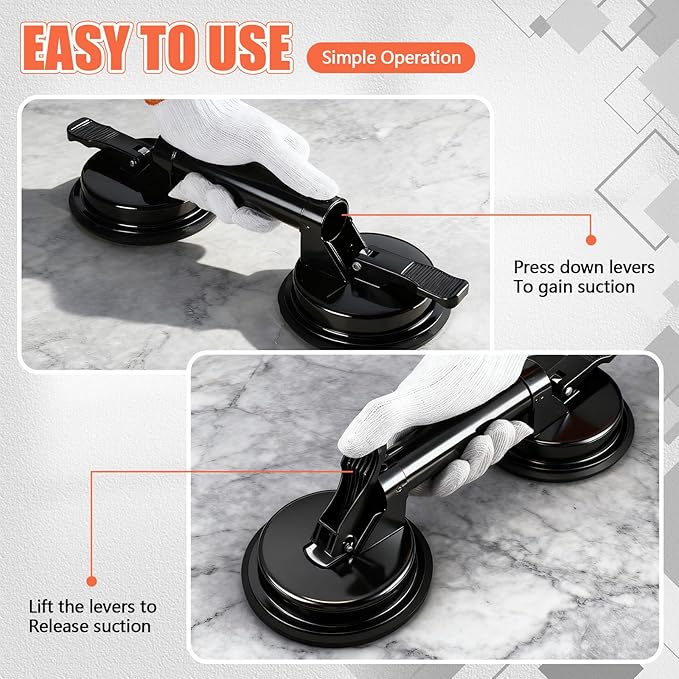 Floor Gap Fixer Tool Kit for Laminate Floor Gap Repair Aluminum Heavy Duty Suction Cup and Rubber Mallet Set for Floating Wood Floors and Moving Glasses(Black)