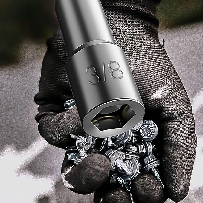 Havaro 10-Piece 3/8" 6-Point Nut Driver Bit Set, 1/4" Hex Shank, 2.56" Length, Chrome Vanadium Steel, Metal & Wood