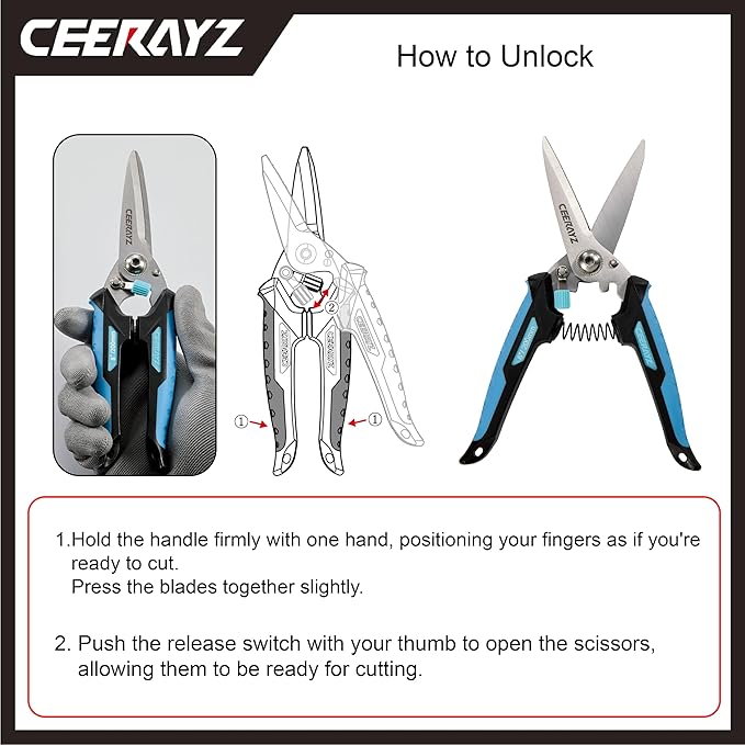 8" Scissors All Purpose, Heavy Duty, Multipurpose, for DIY Projects, Office, Production Lines, Pruning, with Protective Sheath (Black/Blue)