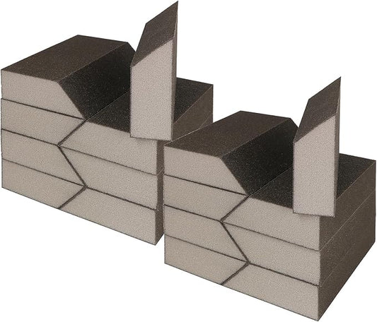 180 Grit Angled Sanding Blocks, Jamiikury Fine Sponge Sand Block Washable and Reusable, Wet & Dry Sandpaper Block for Wood Metal Drywall and Furniture Paint - Pack of 16