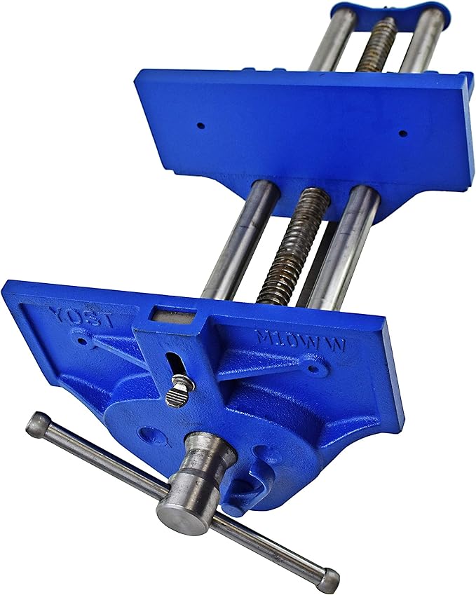 Yost Vises M10WW Rapid Action Woodworking Vise | Quick Release Lever for Quick Adjustments | 10 Inch Jaw Width | Made with Heavy-Duty Cast Iron | Blue