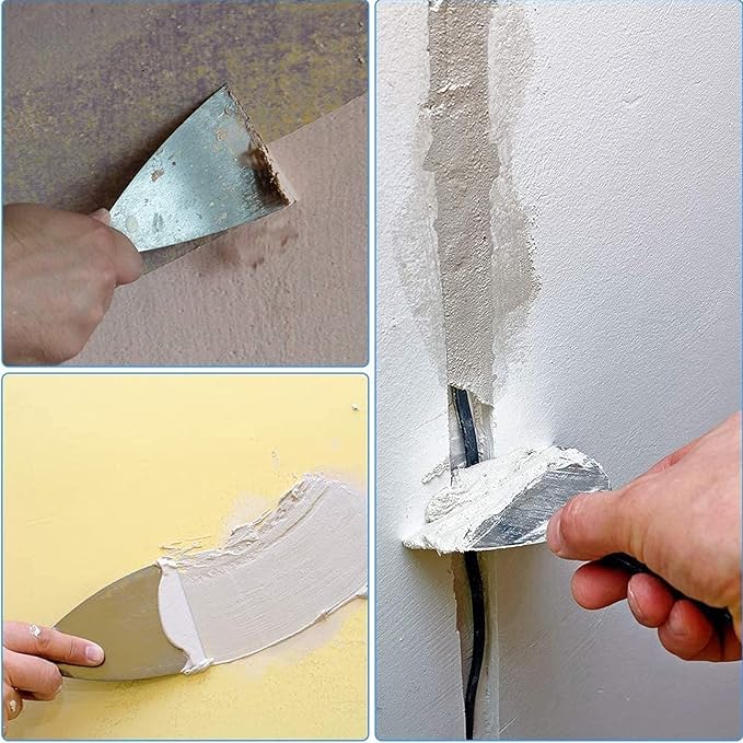 7 PCS Drywall Paint Scraper Tools with Storage Bag,Spackle Drywall Putty Knife Set,Stainless Steel Spackling Taping Knife Tool for Repairing,Removing Wallpaper,Applying Putty,Mud, Plaster Scraping