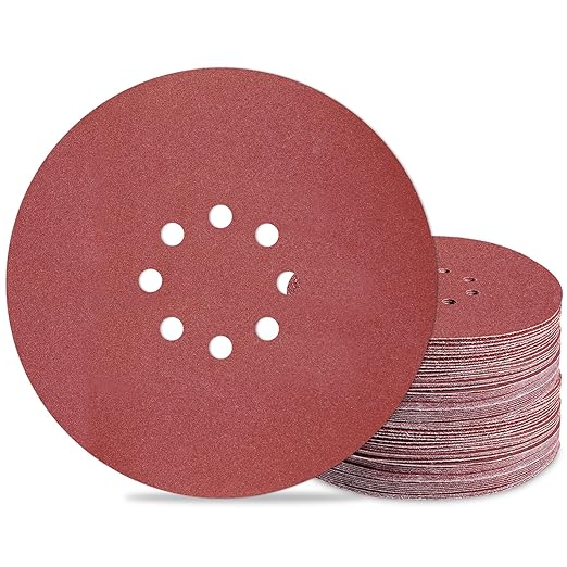9 inch Sanding Discs 180 Grit 8 Holes Hook and Loop Sandpaper for Drywall Sander 60Pack