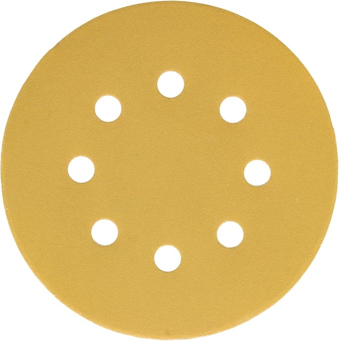 Dura-Gold Premium 320 Grit 5" Sandpaper Discs, 8 Hole Pattern Dustless, 50 Discs - Hook & Loop Backing for Orbital DA Sander, Detailing Finishing Color Sanding Automotive Paint Woodworking
