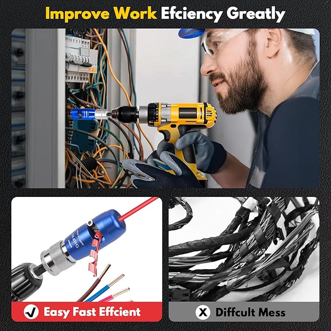 Wire Stripper Twister Tool for Drill, 2025 Upgraded US Regulations Impact Wire Stripping Tool & Wire Twisting Connector for Drill 6-14 AWG, 9 in 1 Professional Electrician Tools Gift Set