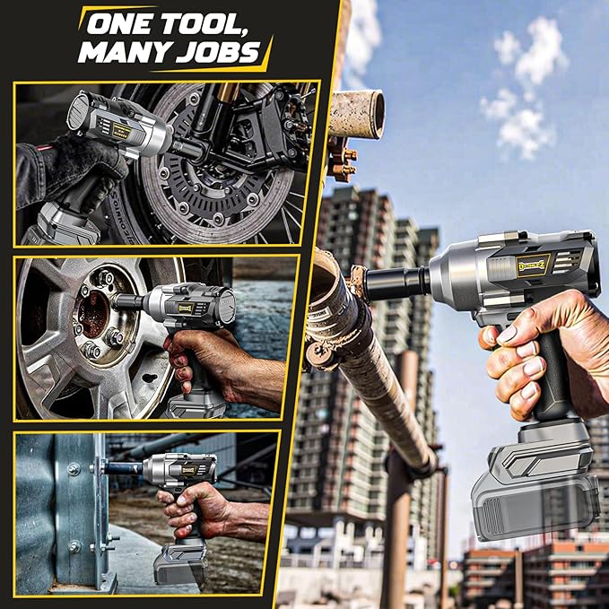 Cordless Impact Wrench 1/2 inch for Dewalt 20V Battery, 750Ft-lbs(1000N. m) Brushless High Torque Impact Wrench Gun Tool with LED Work Light and Belt Clip (Battery Not Included)