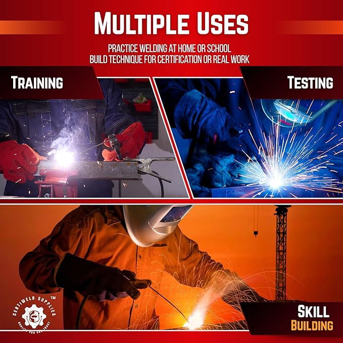 Welding Coupons 20 pack, 2 x 4 x 1/8" Mild Steel Welding Kit, Welding Practice for MIG TIG Gas Arc Stick and Wirefeed