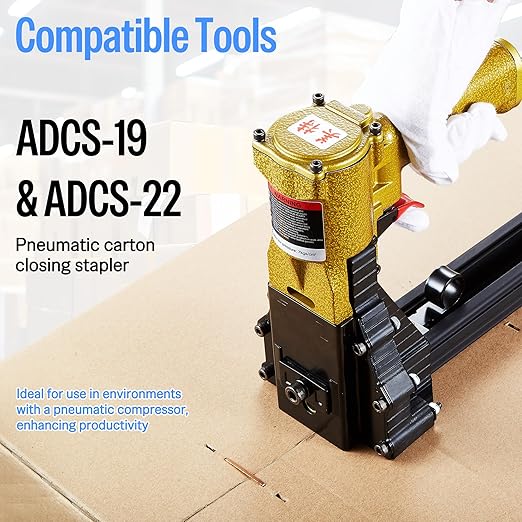 meite Carton Closing Staples 16 Gauge 1-3/8" Wide Crown 7/8" Leg Copper-Coated Box Staples for Pneumatic or Manual Box Stapler Cardboard Sealer Packaging (1,400PCS)