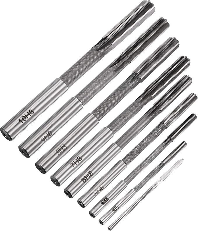 uxcell Chucking Reamer Set Lathe Machine Reamer Straight Flute Milling Cutter High Speed Steel H8 Tolerance (2mm 3mm 4mm 5mm 6mm 7mm 8mm 9mm 10mm) 9pcs