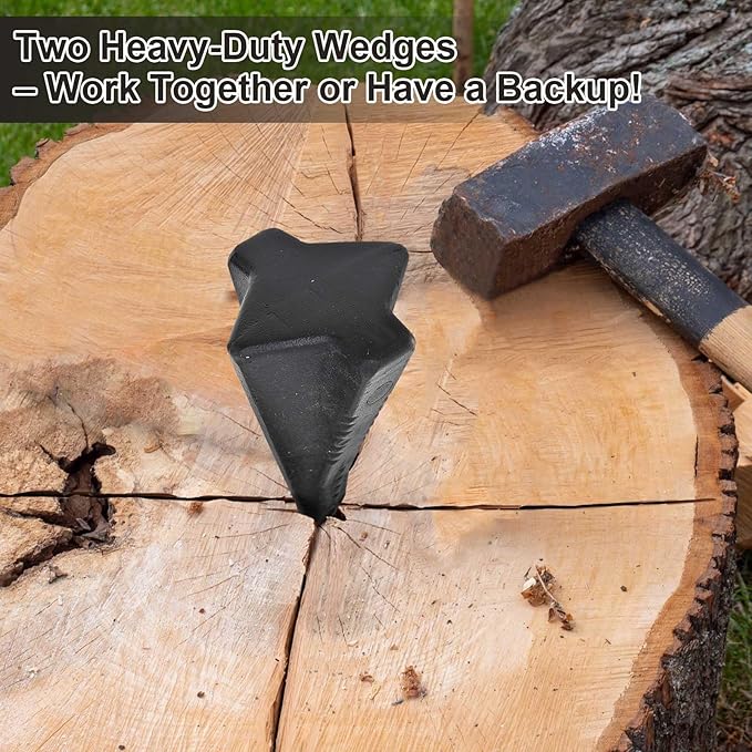 1 Pcs 4 Lbs Wood Splitting Wedges Manual Log Splitter Wedge 4-Direction Diamond Design Forged Steel Tool for Easy Wood Splitting Splits Firewood into 4 Pieces Less Effort