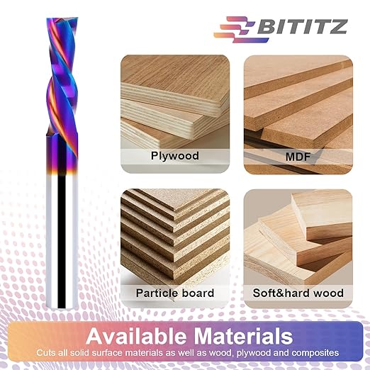 2PCS 1/4 Inch Shank Downcut Spiral Router Bit | 1 Inch Cutting Length |CNC Router Bits for Precision Woodworking - Ideal for Slot Mortise, Engraving, and Clean Edges