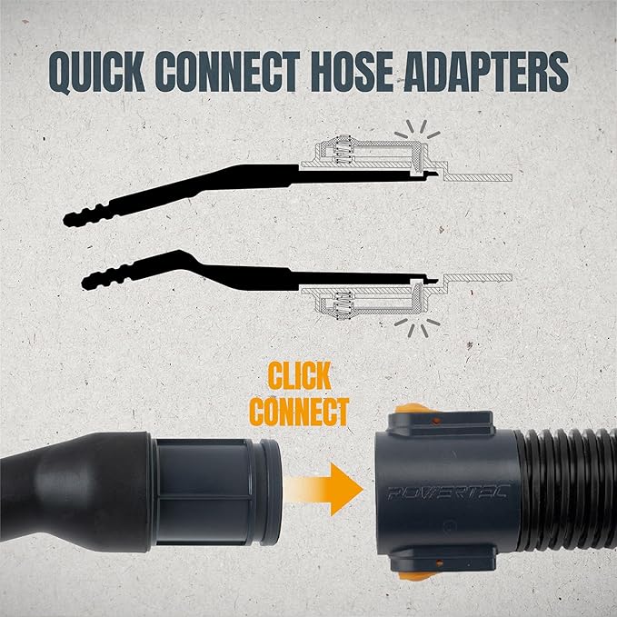 POWERTEC 1-1/2" Hose Adapter - Quick Connect Dust Collection Fitting, for 1.5" ID Hose Workshop Vacuum Systems (70456)