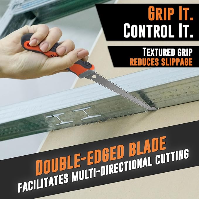 Mutt Tools 6” Professional Drywall Saw with Ergonomic Handle - Jab Saw for Sheetrock Cutting - Keyhole Saw with Ergonomic Grip - Versatile Tool for Drywall, Sheet Rock and Insulation