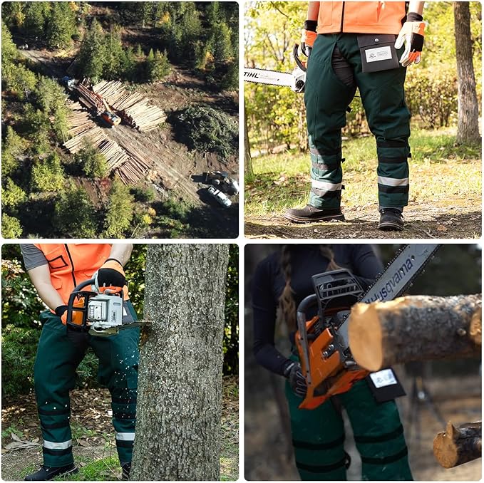 Technical Wrap Chainsaw Chaps by UL Class A 8 Layers Chainsaw Pants Apron Style Army Green