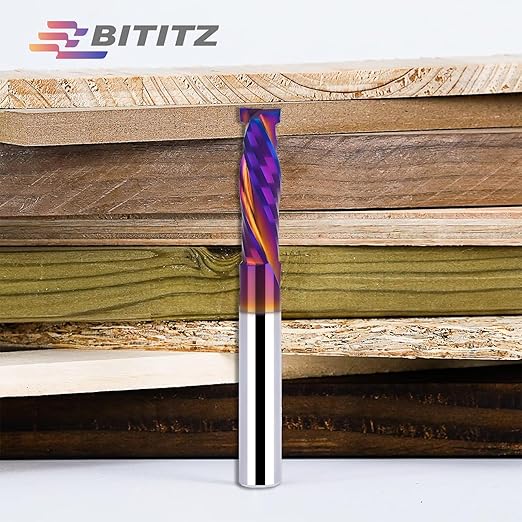 2PCS Up & Down Cut Spiral Router Bit 1/4 Inch Shank 1/4 Inch Cutting Diameter 1/10 inch Cutting Length with Extra Long Life Coating CNC Router Bits End Mill for Wood Cutting, Slot Mortise, Engraving