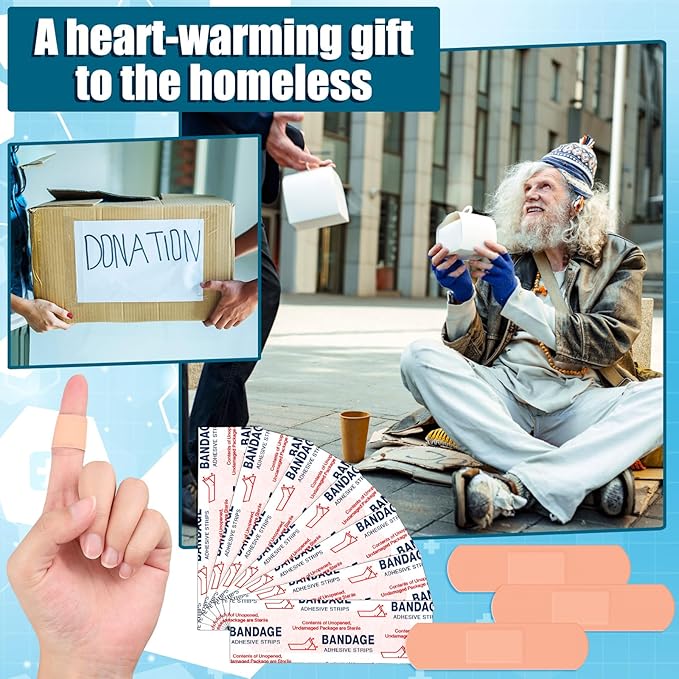 Timgle 1500 Pcs Variety Pack Adhesive Bandages Bulk Waterproof Adhesive Breathable Bandages for Sensitive Skin School Nurses Businesses Travel First Aid Kits Homeless Care Supplies Donations