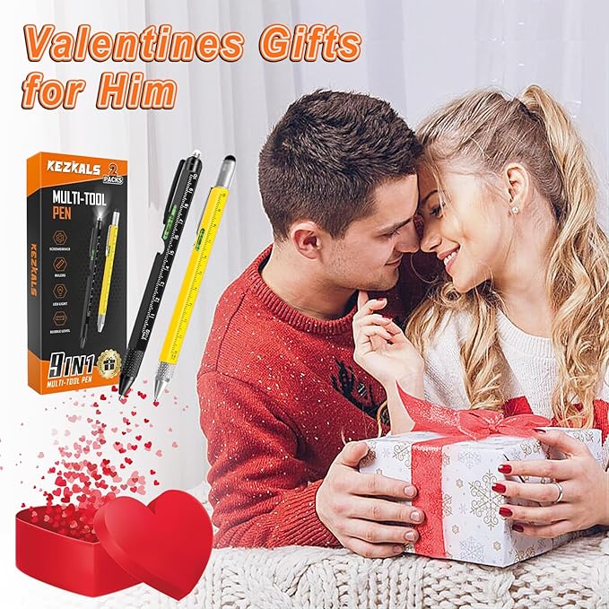 KEZKALS Valentines Day Gifts for Him, 9 in 1 Multitool Pen Set Gifts for Men, Mens Valentines Day Gifts for Boyfriend Husband, Anniversary Birthday Gifts for Men, Cool Gadgets for Mens
