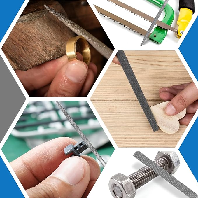 6pcs Metal Needle File Set, Mini Hand Metal Needle File Sets, 3rd Generation Hardened Alloy Strength Steel Set, Includes Flat Warding, Round, Flat, Triangular, Square and Half - Round Files