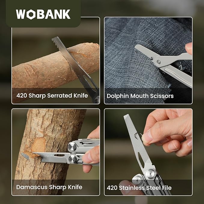 Multitool, 29-in-1 Stainless Steel Multi Tool Pliers with Screwdriver Sleeve, Damascus Pocket Knife, Nylon Sheath for Survival Camping, Hunting and Hiking