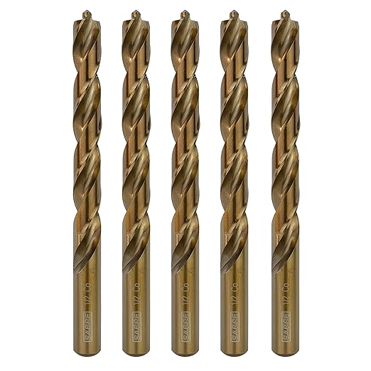 1/2 Inch Cobalt Drill Bits 5pcs Heavy-Duty Drill Bits for Steel, Hard Metal, Cast Iron (1/2" x 6")