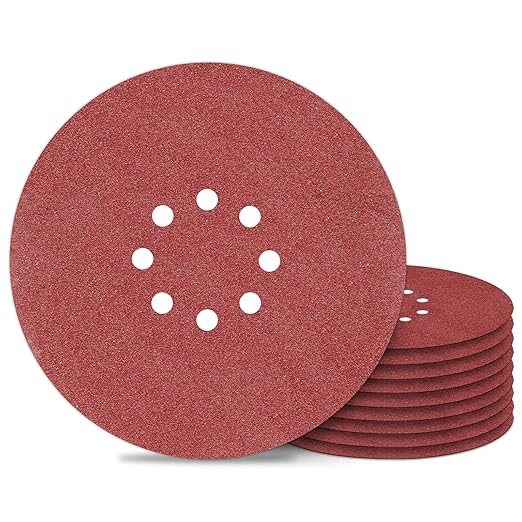 Awutzut 9 inch Sanding Discs 120 Grit 8 Holes Hook and Loop Sandpaper for Drywall Sander 10Pack