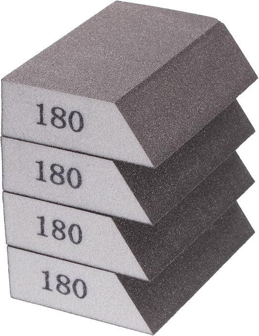 HARFINGTON 4pcs Sanding Sponge Blocks 600-800 Grit Sanding Sponge with Angled Edge 4"x2.8"x1", Washable and Reusable Foam Sanding Block for Polishing Kitchen Metal Wood Drywall Home