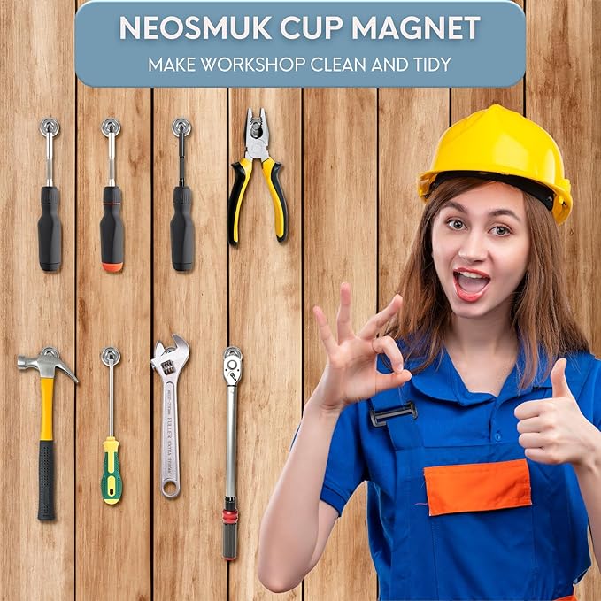 Neosmuk Magnets with Screws,40lbs+ Heavy Duty Rare Earth Neodymium Mounting Magnets with Holes, Countersunk Round Disc Industrial Magnets for Wall Mounting, 10 Pack