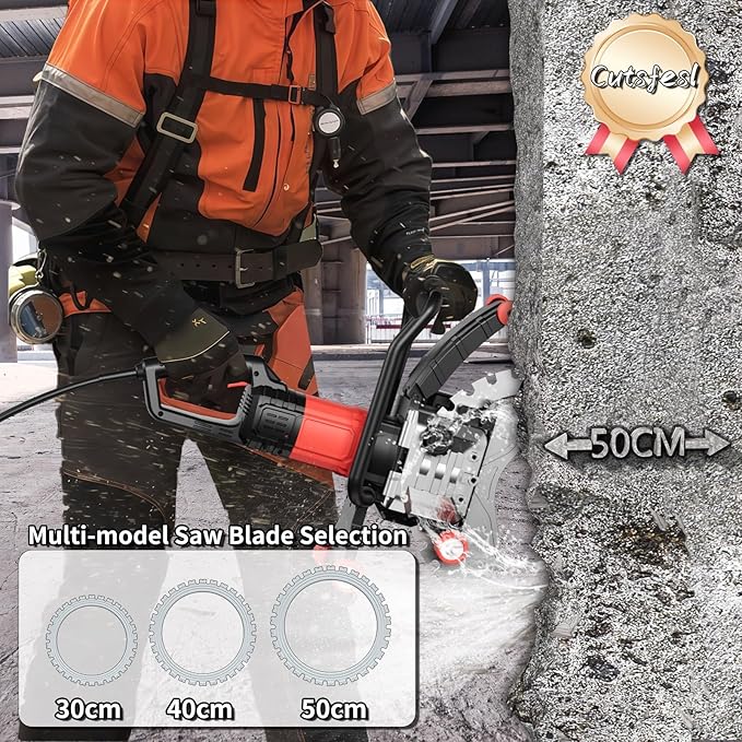 Ring Concrete Cutter Saw, Concrete Saw 20 Inch, 110V Pure Copper Motor with an Intelligent Water Pump for Reinforced Concrete, Ceramic Tiles, Red Brick Walls(110V,Depth of Cut 19.68nch)