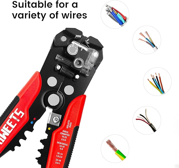 KAIWEETS Self Adjusting Wire Stripper - 3 in 1 Heavy Duty Automatic Wire Stripping Tool | 10-24 AWG Wire Cutter for Electrical Cable Cutting, Crimping Tool