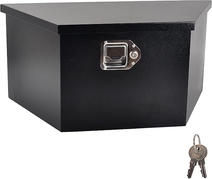 26’’ Trailer Tongue Tool Box, Steel Tool Storage Box for Trailer Tongue, Suitable for Truck, Trailer, Rv（26"*13.3"*12"-Black）