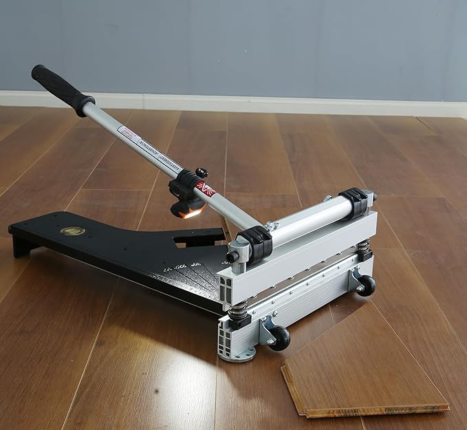Laminate Floor Cutter, 13” Vinyl Floor Cutter with Wheels – Easy Angle & Length Cutting, Flooring Tools - Cuts Laminate Floor, Engineered Wood, LVP, LVT, VCT, SPC, WPC, HSS Blade/LED Light