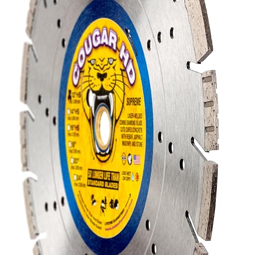 Cougar HD 12 Inch Concrete Diamond Blade, Supreme Heavy-Duty Segmented Blade, Dry/Wet Combo Cutting Reinforced Concrete, Asphalt, Stone 1"-20mm Arbor