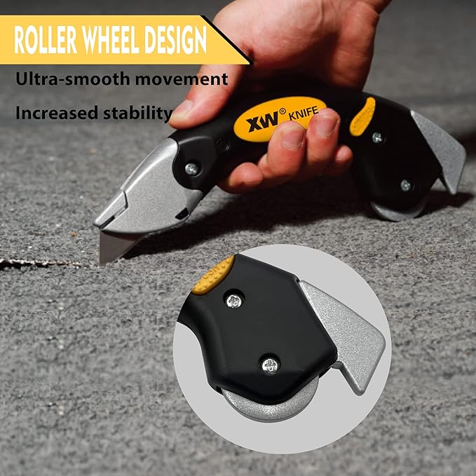 XW Heavy Duty Roller Carpet Knife and Light-weight Carpet Knife竊똄xtra 15 PCS Blades Included, 2-Pack