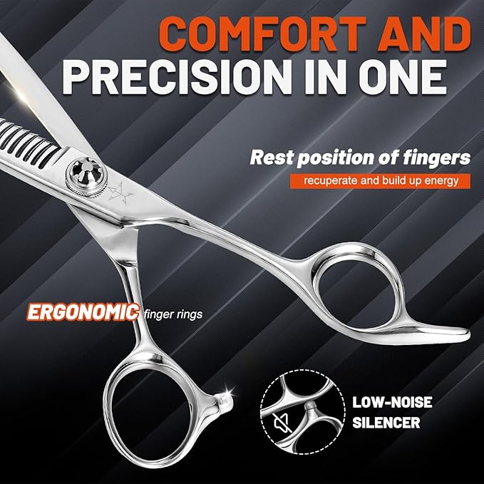 High-end Professional Hair Cut Thinning Scissors Hair Cutting Teeth Shears Barber Hairdressing Texturizing Scissor Extremely Very Sharp 6 Inch Stainless Steel Alloy For Men Women Salon& Home