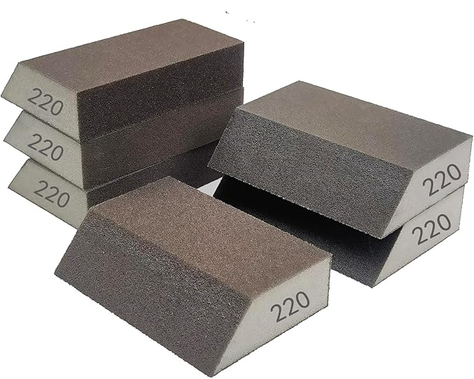 6 Pack Sanding Sponge, 220 Grit Sanding Blocks Assortment,Washable and Reusable for Wood Drywall Metal Home(220 Grit)