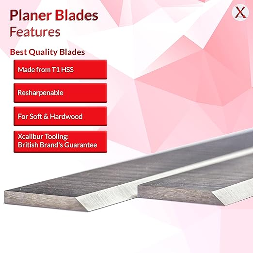 Fits Grizzly G6702, Freud C050, Woodstock W163, W7147, 20 x 1 x 1/8 Inch Planer Blades, HSS Jointer Knives, Made by Xcalibur Tooling - Pack of 2