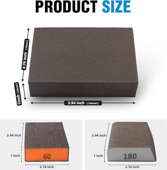 S SATC Sanding Sponge for Wood 5 Pack Sanding Blocks Set for Drywall Metal Wood 60/80/120/180/220 Grit Assortment,Washable and Reusable Sponge Sanding Blocks Sand Paper Brick