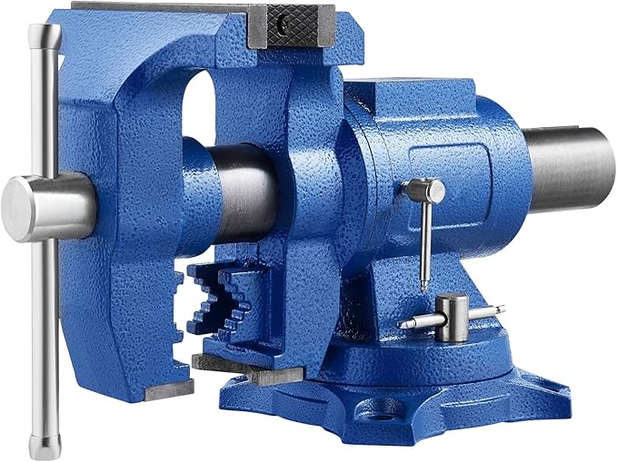 VEVOR Bench Vise 6 Inch, Double Swivel Rotating Heavy Duty Vise Head/Body Rotates 360째,Pipe Vise Bench Vices 30Kn Clamping Force,for Clamping Fixing Equipment Home or Industrial Use