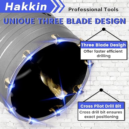 30 65 75mm Concrete Hole Saw Kit Drill Hole Cutter Set, Hakkin Cement Hole Saw with 220mm SDS Plus Shank Connecting Rod, Wall Hole Drill Bit for Stone Wall Foam Brick Home Improvement