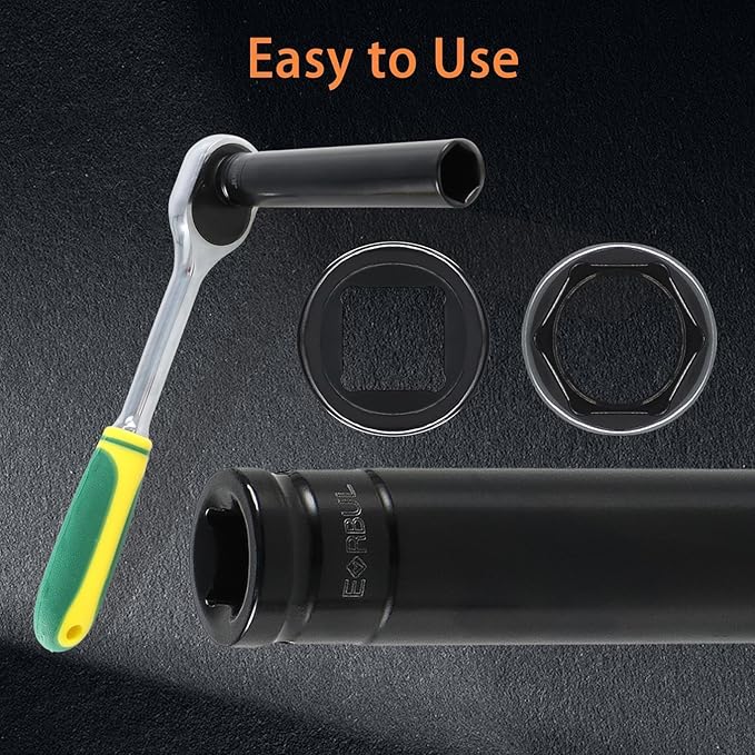 3/4" Socket Truck Cage Bolt Socket Tool Removal Puller Cagebolt Release Bolt Removal Tool Compatible with Truck Air Brakes with 800921 Cage Bolt, Extra Deep 3/4" Socket 1/2" Drive