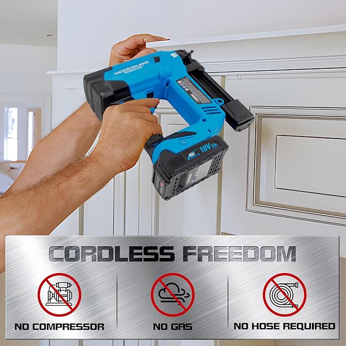 Brad Nailer Cordless, 18 GA Nail Gun Battery Powered, 3400 Nails per Charge, Super-long Runtime,Drives 3/8" to 1-1/4" Nails