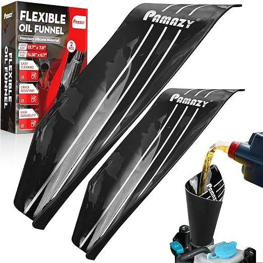 [Upgraded] 2PCS Silicone Flexible Oil Funnel Reusable, Large Size General Oil Change Draining Tool Spill-Free Foldable Oil Filter Moldable Drain Funnel for Oil Change, Spill-Free Oil Filling