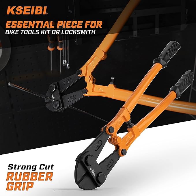 KSEIBI 141575 Small Bolt Cutters 14 inch, Heavy Duty Chrome Vanadium Wire Bolt Cutter with Soft Grip Ergonomic Handle, Ideal for Cutting Small Fences, Steel Wire, Chains, Screws, Locks, and Rivet