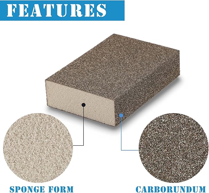 8Pcs 60 Grit Sanding Blocks, Jamiikury Coarse Sanding Sponge Washable and Reusable, Wet Dry Sandpaper Sponge for Wood Metal FurniturePaint and Drywall