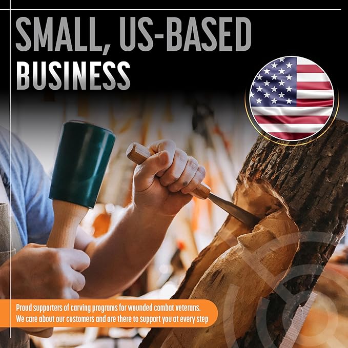 Precision Wood Carving Mallet 15oz for Woodworking, Comfortable Wooden Handle Reduces Hand Fatigue, Non-Marring Urethane Head Protects Tools, Chisel Hammer from Schaaf Tools