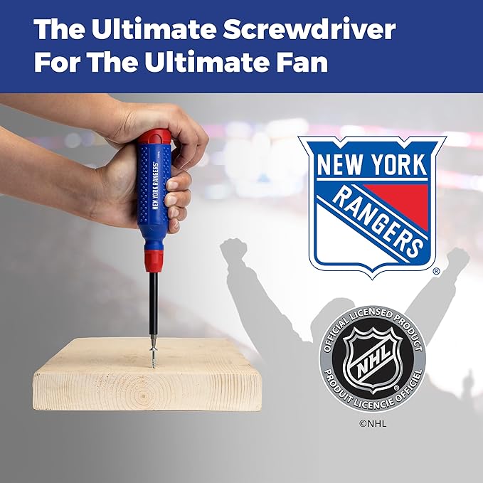 MEGAPRO짰 NHL짰 Team Edition Multi-bit Screwdriver | Officially Licensed NHL짰 Gear | Durable, Ergonomic, Pro-Grade Screwdriver (New York Rangers짰)