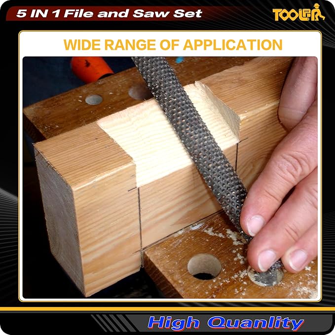 5 Multi founction Saw & File Set, Precision Razor, Drywall, 9 Inch Heavy Duty Extra Long Blade Saws Wood File, for Wood, Drywall, Craft, Home Repair, Portable Toolbox