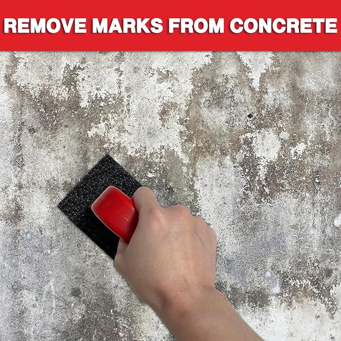 Rub Brick Tool, 20 Grit Masonry Rubbing Brick, Concrete Tools, Removing Smoothing Cleaning Marks Fluted Tool with Handle (2Pack)
